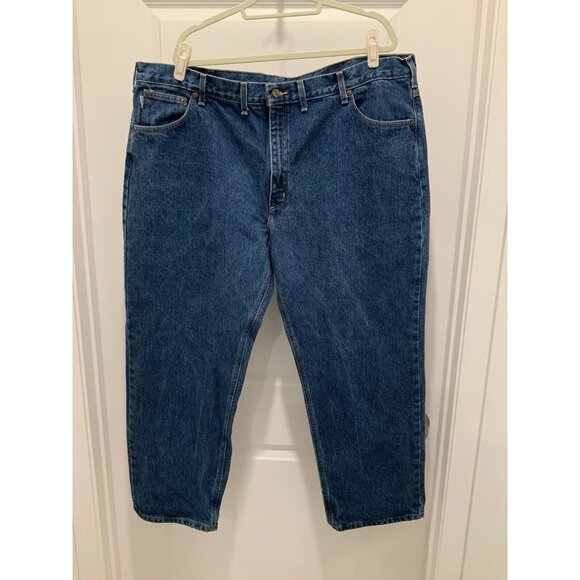 Carhartt Jeans 46x30 Mens 5 Pocket Traditional Fit Blue Straight Leg - Picture 1 of 8